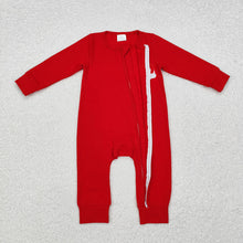 Load image into Gallery viewer, Baby Boys Christmas Santa Red Zip Rompers
