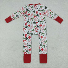 Load image into Gallery viewer, Baby Girls Christmas Red Green Bows Zipper Footie Rompers
