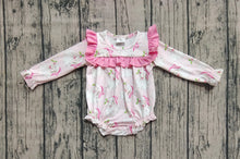 Load image into Gallery viewer, Baby Girls Christmas Pink Santa Ruffle Rompers
