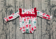 Load image into Gallery viewer, Baby Girls Christmas Red Green Bows Ruffle Rompers
