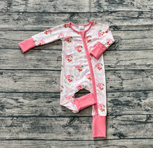 Load image into Gallery viewer, Baby Girls Christmas Pink Santa Plaid Zipper Footie Rompers
