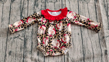 Load image into Gallery viewer, Baby Girls Christmas Leopard Santa Ruffle Rompers
