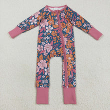 Load image into Gallery viewer, Sibling Baby Girls Lavender Floral Zip Rompers Pajamas Clothes Sets
