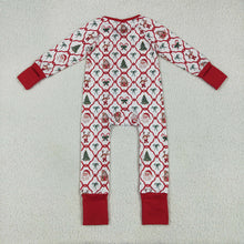 Load image into Gallery viewer, Baby Kids Long Sleeves Red Bows Plaid Trees Gingerbread Zipper Rompers
