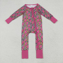 Load image into Gallery viewer, Sibling Baby Girls Western Pink Lightning Leopard Rompers Pajamas

