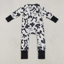 Load image into Gallery viewer, Baby Kids Long Sleeves Black Bows Zipper Rompers
