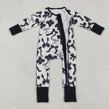 Load image into Gallery viewer, Baby Kids Long Sleeves Black Bows Zipper Rompers
