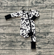 Load image into Gallery viewer, Baby Kids Long Sleeves Black Bows Zipper Rompers
