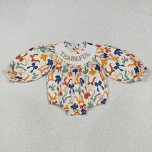 Load image into Gallery viewer, Sibling Smocked Embroidery Baby Girls Thanksgiving Thankful Colorful Bows Rompers Dresses
