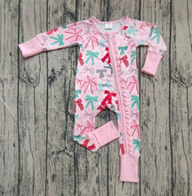 Load image into Gallery viewer, Baby Girls Pink Long Sleeves Colorful Bows Zipper Rompers
