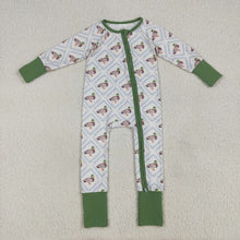 Load image into Gallery viewer, Sibling Boys Green Ducks Checked Pajamas Clothes Sets Zipper Rompers Blankets
