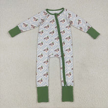 Load image into Gallery viewer, Baby Girls Long Sleeves Green Ducks Plaid Zipper Rompers
