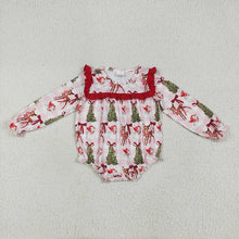 Load image into Gallery viewer, Sibling Baby Girls Red Long Sleeves Santa Trees Rompers Dresses Outfits
