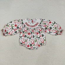 Load image into Gallery viewer, Sibling Baby Girls Smocked Embroidery Merry Christmas Rompers Dresses
