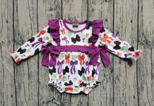 Load image into Gallery viewer, Baby Girls Halloween Colorful Purple Bows Ruffle Rompers
