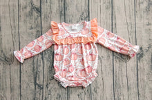 Load image into Gallery viewer, Baby Girls Long Ruffle Sleeves Bows Pumpkins Rompers
