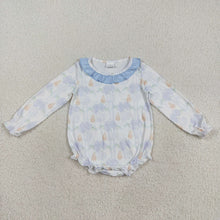 Load image into Gallery viewer, Sibling Baby Girls Blue Pumpkins Flowers Fall Rompers Dresses
