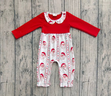Load image into Gallery viewer, Baby Girls Red Christmas Santa Stripe Ruffle Pant Rompers

