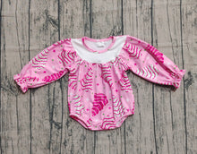 Load image into Gallery viewer, Baby Girls Pink Stripe Trees Stars Christmas Ruffle Sleeve Rompers
