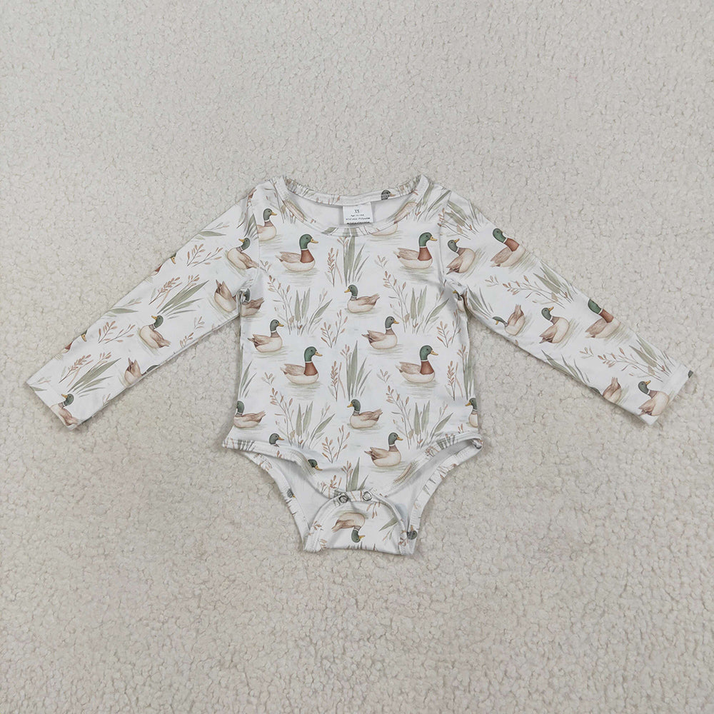 Baby Girls Long Sleeves Mallard Ducks Hunting Rompers