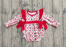 Load image into Gallery viewer, Baby Girls Christmas Trees Bows Ruffle Rompers
