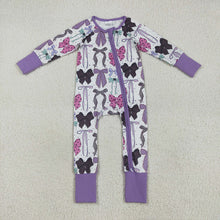 Load image into Gallery viewer, Sibling Baby Girls Purple Bows Pajamas Rompers Outfits Sets
