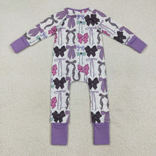 Load image into Gallery viewer, Baby Girls Long Sleeves Colorful Bows Zipper Rompers
