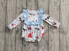 Load image into Gallery viewer, Baby Girls Long Ruffle Sleeves Farm Houses Chicks Rompers
