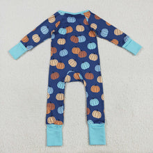 Load image into Gallery viewer, Baby Girls Long Sleeves Colorful Pumpkins Zipper Pant Rompers
