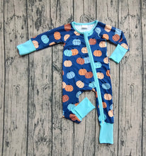 Load image into Gallery viewer, Baby Girls Long Sleeves Colorful Pumpkins Zipper Pant Rompers
