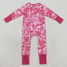 Load image into Gallery viewer, Sibling Baby Girls Hot Pink Bows Plaid Pajams Sets Zipper Footie Rompers
