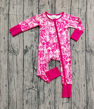 Load image into Gallery viewer, Baby Girls Long Sleeves Pink Bows Zipper Footie Rompers
