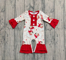 Load image into Gallery viewer, Baby Girls Christmas Long Sleeves Santa Stars Button Ruffle Rompers
