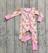 Load image into Gallery viewer, Baby Girls Pink Christmas Milk Cookies Zipper Footie Rompers
