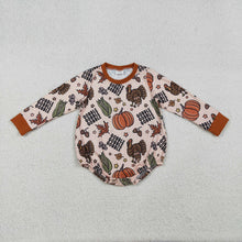 Load image into Gallery viewer, Baby Boys Thanksgiving Turkey Pumpkins Gobble Rompers
