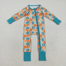 Load image into Gallery viewer, Baby Boys Colorful Pumpkins Flowers Fall Zipper Footie Rompers
