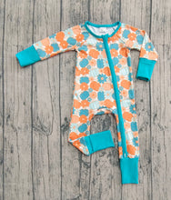 Load image into Gallery viewer, Baby Boys Colorful Pumpkins Flowers Fall Zipper Footie Rompers
