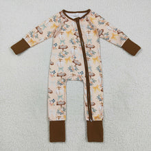 Load image into Gallery viewer, Baby Boys Fall Pumpkins Bows Fall Zipper Footie Rompers
