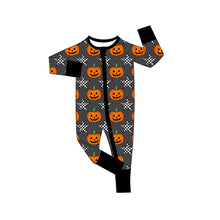 Load image into Gallery viewer, Baby Boys Halloween Stars Pumpkins Zipper Footie Rompers
