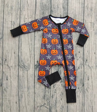 Load image into Gallery viewer, Baby Boys Halloween Stars Pumpkins Zipper Footie Rompers
