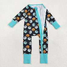 Load image into Gallery viewer, Baby Boys Ghost Pumpkins Fall Zipper Footie Rompers
