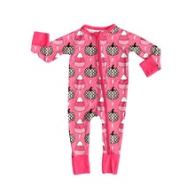 Load image into Gallery viewer, Baby Girls Fall Pumpkins Candy Plaid Zipper Footie Rompers
