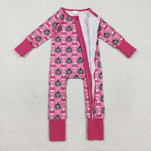 Load image into Gallery viewer, Baby Girls Fall Pumpkins Candy Plaid Zipper Footie Rompers
