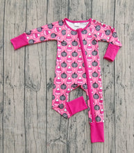 Load image into Gallery viewer, Baby Girls Fall Pumpkins Candy Plaid Zipper Footie Rompers
