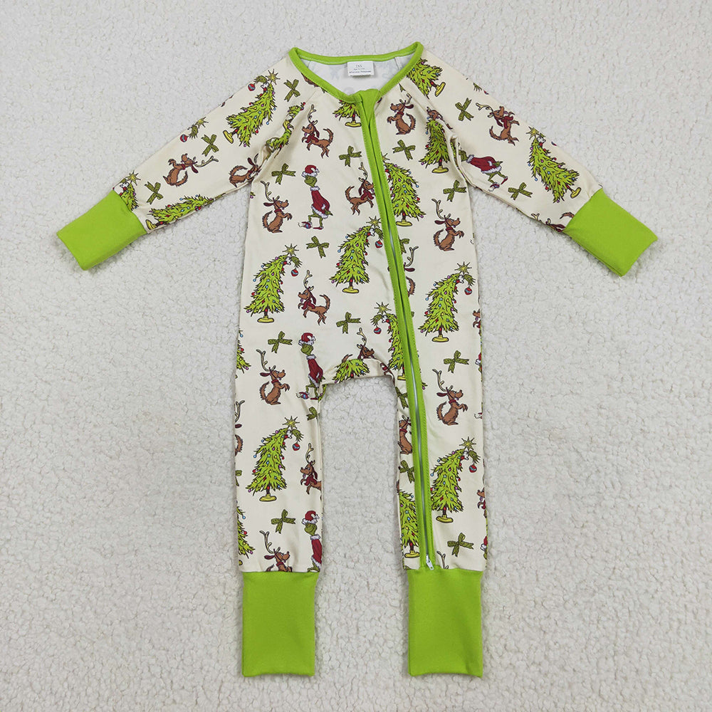 Baby Boys Christmas Trees Dogs Zipper Footie Rompers Preorder