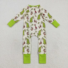 Load image into Gallery viewer, Baby Boys Christmas Trees Dogs Zipper Footie Rompers Preorder
