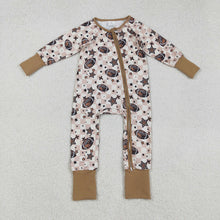 Load image into Gallery viewer, Baby Boys Footballs Stars Plaid Team Zipper Footie Rompers
