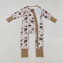 Load image into Gallery viewer, Baby Boys Footballs Stars Plaid Team Zipper Footie Rompers
