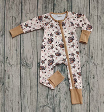 Load image into Gallery viewer, Baby Boys Footballs Stars Plaid Team Zipper Footie Rompers
