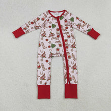 Load image into Gallery viewer, Baby Girls Holly Boots Christmas Zipper Footie Rompers
